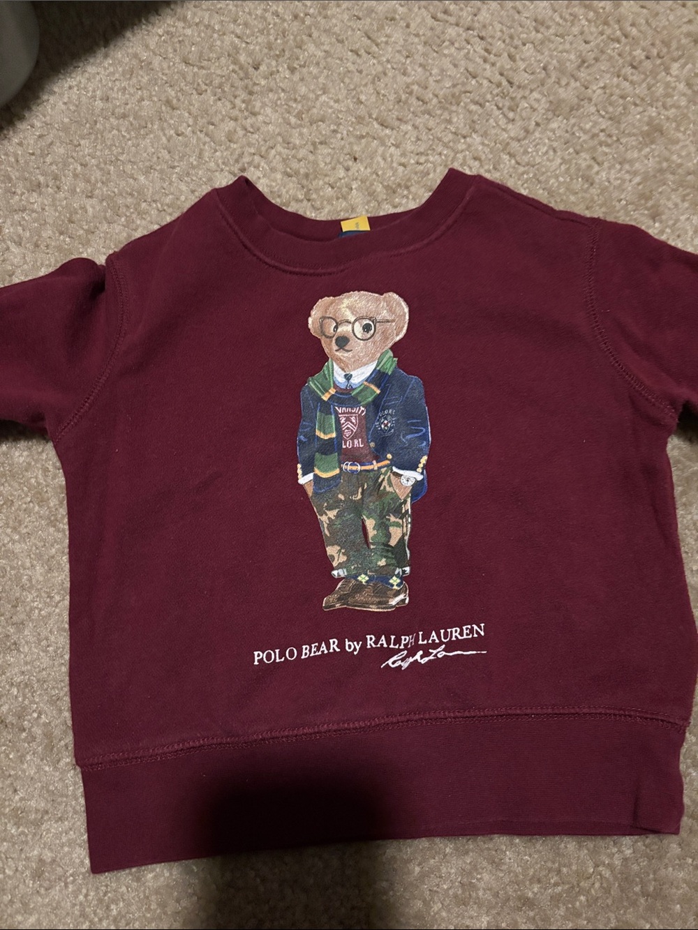 Ralph Lauren Kids Burgundy Polo Bear Sweatshirt